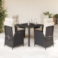 vidaXL 5-tlg. Garten-Essgruppe mit Kissen Schwarz Poly Rattan vidaXL 5-tlg. Garten-Essgruppe mit Kissen Schwarz Poly Rattan
