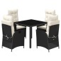 vidaXL 5-tlg. Garten-Essgruppe mit Kissen Schwarz Poly Rattan vidaXL 5-tlg. Garten-Essgruppe mit Kissen Schwarz Poly Rattan