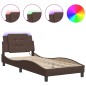 vidaXL Bettgestell mit LED Braun 90x190 cm Kunstleder vidaXL Bettgestell mit LED Braun 90x190 cm Kunstleder