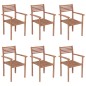 Stapelbare Gartenstühle mit Kissen 6 Stk. Massivholz Teak Stapelbare Gartenstühle mit Kissen 6 Stk. Massivholz Teak