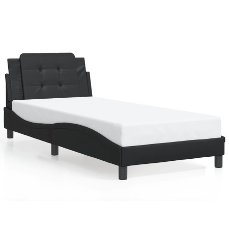vidaXL Bettgestell mit LED Schwarz 90x200 cm Kunstleder