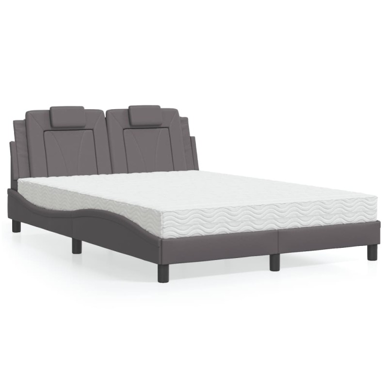 vidaXL Bett mit Matratze Grau 140x190 cm Kunstleder vidaXL Bett mit Matratze Grau 140x190 cm Kunstleder