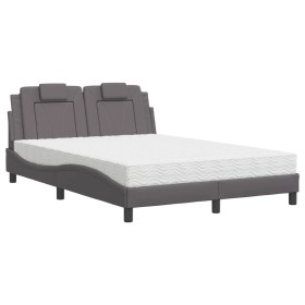 vidaXL Bett mit Matratze Grau 140x200 cm Kunstleder