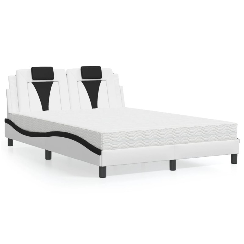 vidaXL Bett mit Matratze Weiß und Schwarz 140x200 cm Kunstleder vidaXL Bett mit Matratze Weiß und Schwarz 140x200 cm Kunstleder