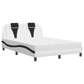 vidaXL Bett mit Matratze Weiß und Schwarz 140x200 cm Kunstleder