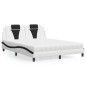 vidaXL Bett mit Matratze Weiß und Schwarz 160x200 cm Kunstleder vidaXL Bett mit Matratze Weiß und Schwarz 160x200 cm Kunstleder