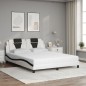 vidaXL Bett mit Matratze Weiß und Schwarz 160x200 cm Kunstleder vidaXL Bett mit Matratze Weiß und Schwarz 160x200 cm Kunstleder