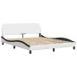 vidaXL Bett mit Matratze Weiß und Schwarz 160x200 cm Kunstleder vidaXL Bett mit Matratze Weiß und Schwarz 160x200 cm Kunstleder