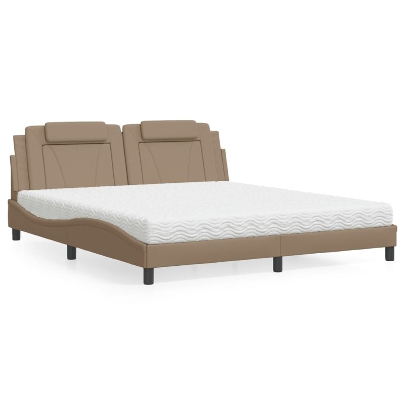 vidaXL Bett mit Matratze Cappuccino-Braun 180x200 cm Kunstleder vidaXL Bett mit Matratze Cappuccino-Braun 180x200 cm Kunstleder