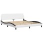 vidaXL Bett mit Matratze Weiß und Schwarz 180x200 cm Kunstleder vidaXL Bett mit Matratze Weiß und Schwarz 180x200 cm Kunstleder