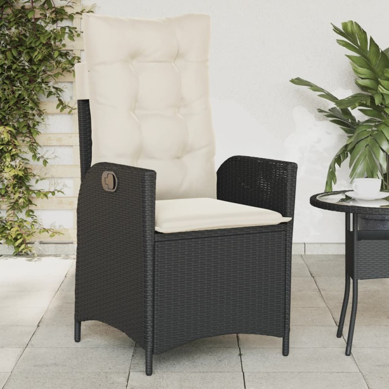 vidaXL Gartensessel Verstellbar mit Kissen Schwarz Poly Rattan vidaXL Gartensessel Verstellbar mit Kissen Schwarz Poly Rattan