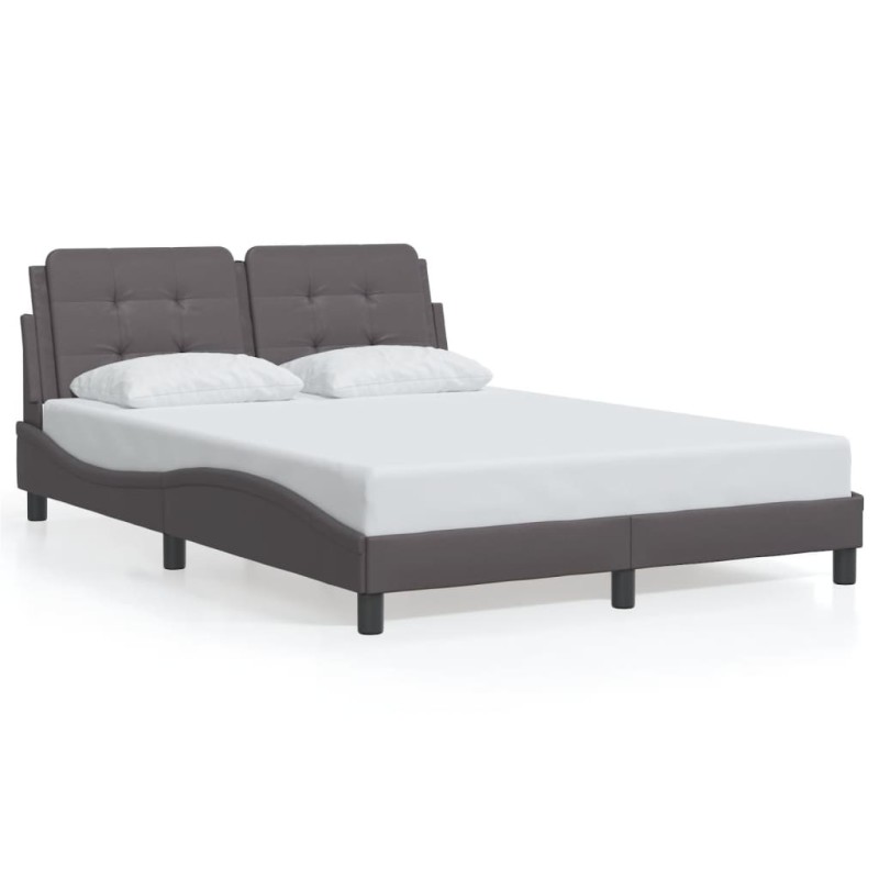 vidaXL Bettgestell mit LED Grau 140x200 cm Kunstleder vidaXL Bettgestell mit LED Grau 140x200 cm Kunstleder