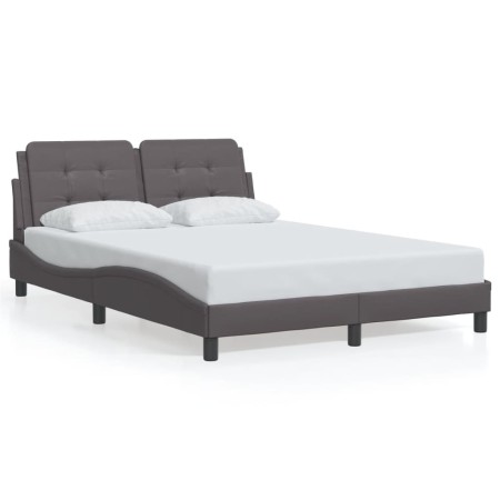 vidaXL Bettgestell mit LED Grau 140x200 cm Kunstleder