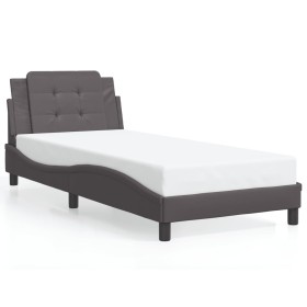 vidaXL Bettgestell mit Kopfteil Grau 100x200 cm Kunstleder
