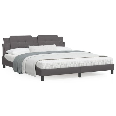 vidaXL Bettgestell mit Kopfteil Grau 180x200 cm Kunstleder