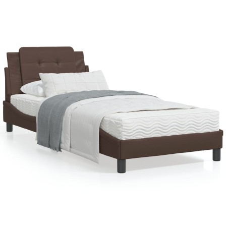 vidaXL Bettgestell mit Kopfteil Braun 90x200 cm Kunstleder