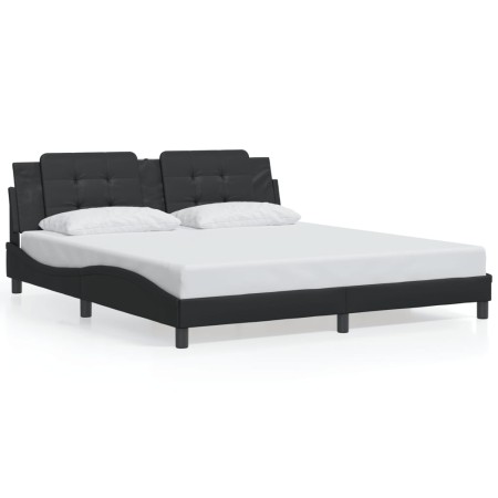 vidaXL Bettgestell mit Kopfteil Schwarz 180x200 cm Kunstleder