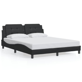 vidaXL Bettgestell mit Kopfteil Schwarz 160x200 cm Kunstleder
