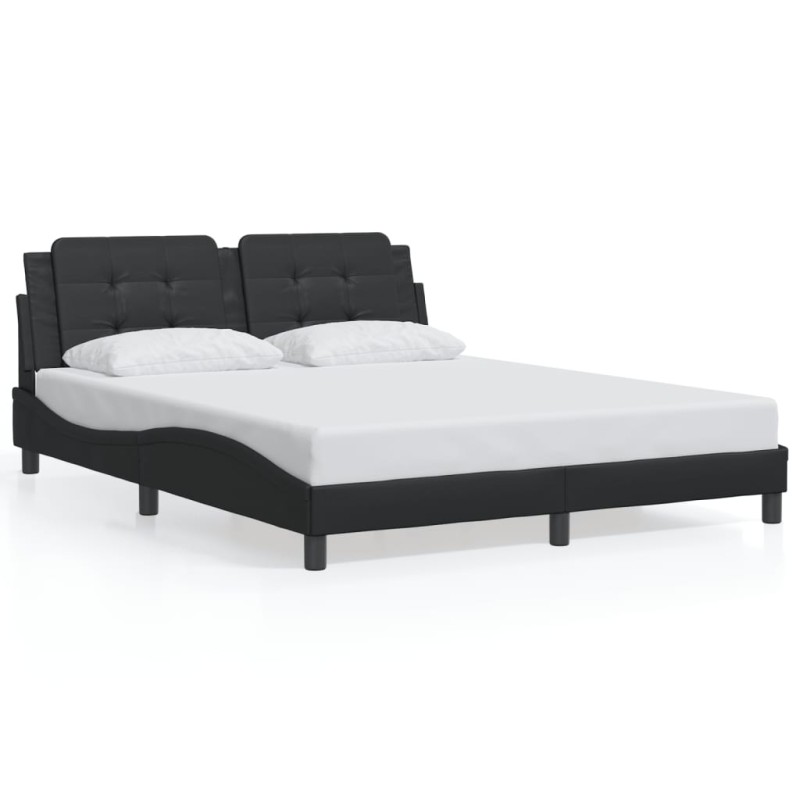 vidaXL Bettgestell mit Kopfteil Schwarz 160x200 cm Kunstleder vidaXL Bettgestell mit Kopfteil Schwarz 160x200 cm Kunstleder