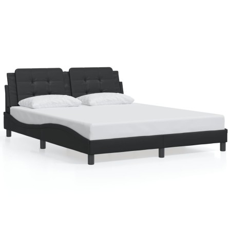 vidaXL Bettgestell mit Kopfteil Schwarz 160x200 cm Kunstleder