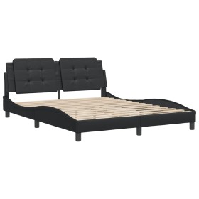 vidaXL Bettgestell mit Kopfteil Schwarz 160x200 cm Kunstleder