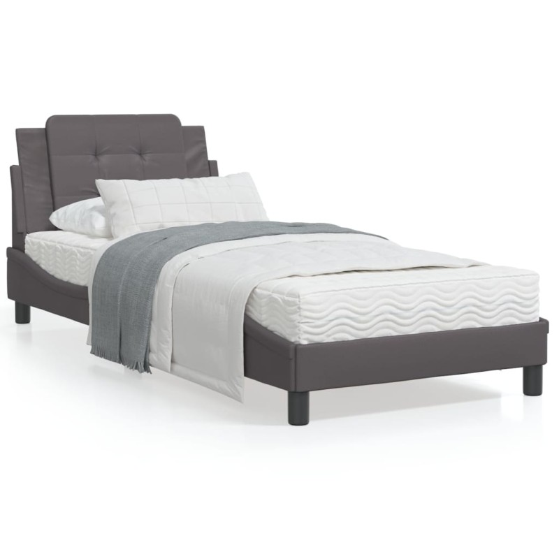 vidaXL Bettgestell mit Kopfteil Grau 80x200 cm Kunstleder vidaXL Bettgestell mit Kopfteil Grau 80x200 cm Kunstleder