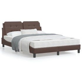 vidaXL Bettgestell mit Kopfteil Braun 120x200 cm Kunstleder