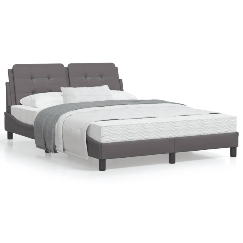 vidaXL Bettgestell mit Kopfteil Grau 140x200 cm Kunstleder vidaXL Bettgestell mit Kopfteil Grau 140x200 cm Kunstleder