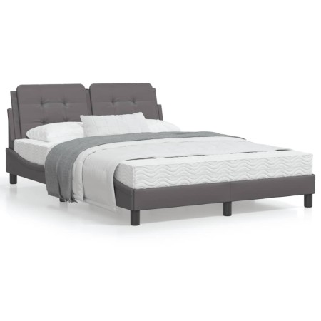 vidaXL Bettgestell mit Kopfteil Grau 140x200 cm Kunstleder