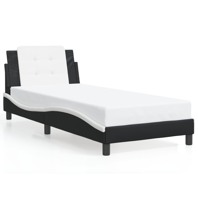vidaXL Bettgestell mit Kopfteil Schwarz und Weiß 80x200 cm Kunstleder vidaXL Bettgestell mit Kopfteil Schwarz und Weiß 80x200 cm Kunstleder