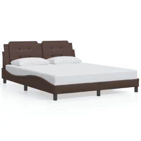 vidaXL Bettgestell mit Kopfteil Braun 160x200 cm Kunstleder