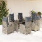 vidaXL 7-tlg. Garten-Essgruppe mit Kissen Grau Poly Rattan vidaXL 7-tlg. Garten-Essgruppe mit Kissen Grau Poly Rattan