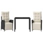 vidaXL 3-tlg. Garten-Essgruppe mit Kissen Schwarz Poly Rattan vidaXL 3-tlg. Garten-Essgruppe mit Kissen Schwarz Poly Rattan