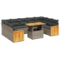 vidaXL 10-tlg. Garten-Sofagarnitur mit Kissen Grau Poly Rattan vidaXL 10-tlg. Garten-Sofagarnitur mit Kissen Grau Poly Rattan
