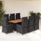 vidaXL 9-tlg. Garten-Essgruppe mit Kissen Schwarz Poly Rattan vidaXL 9-tlg. Garten-Essgruppe mit Kissen Schwarz Poly Rattan