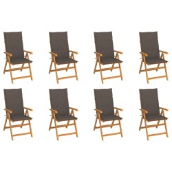 Garten-Liegestühle mit Kissen 8 Stk. Massivholz Teak
