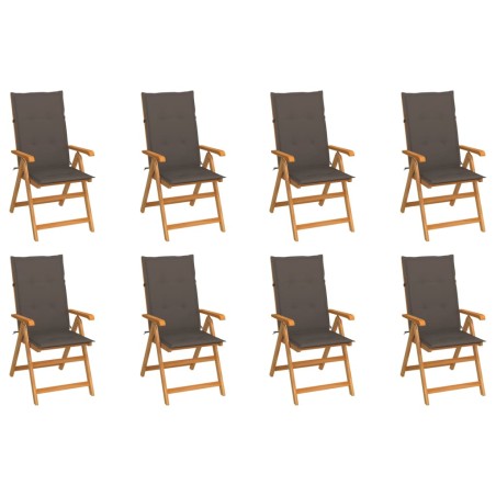 Garten-Liegestühle mit Kissen 8 Stk. Massivholz Teak