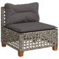 vidaXL Gartensofa ohne Armlehnen mit Kissen Grau Poly Rattan vidaXL Gartensofa ohne Armlehnen mit Kissen Grau Poly Rattan