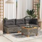 vidaXL Gartensofa ohne Armlehnen mit Kissen Grau Poly Rattan vidaXL Gartensofa ohne Armlehnen mit Kissen Grau Poly Rattan