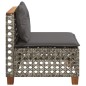 vidaXL Gartensofa ohne Armlehnen mit Kissen Grau Poly Rattan vidaXL Gartensofa ohne Armlehnen mit Kissen Grau Poly Rattan
