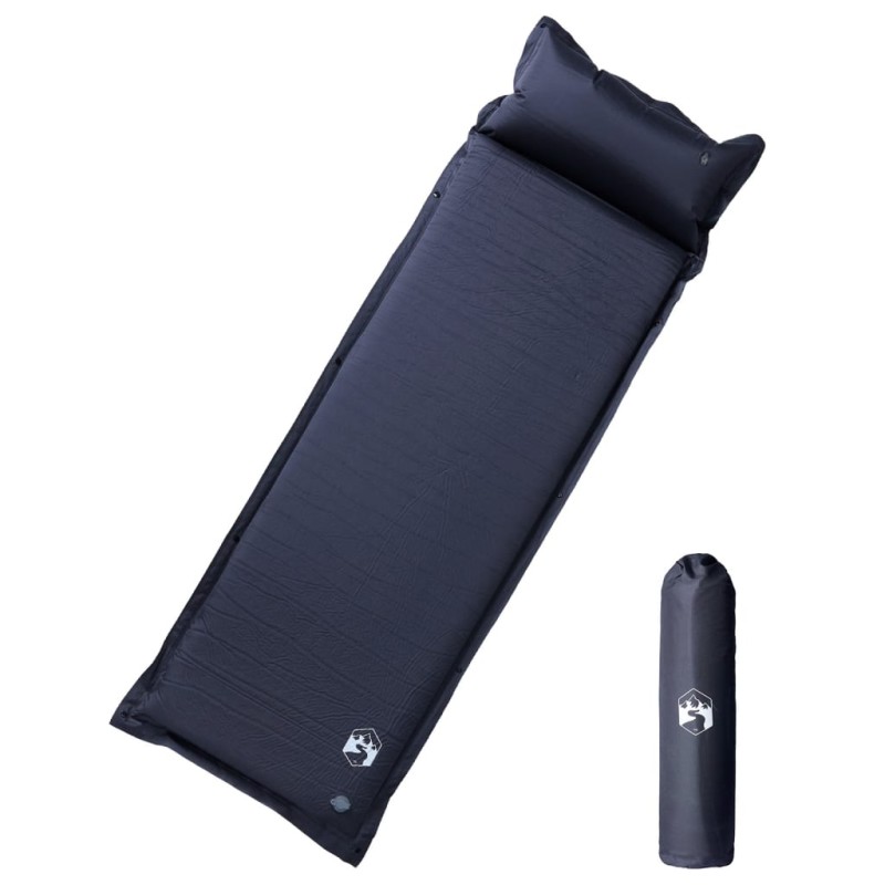 vidaXL Selbstaufblasende Isomatte mit Kissen Grau vidaXL Selbstaufblasende Isomatte mit Kissen Grau