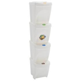 vidaXL Stapelbare Mülleimer 4 Stk. Weiß 100 L Polypropylen