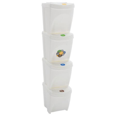 vidaXL Stapelbare Mülleimer 4 Stk. Weiß 100 L Polypropylen