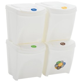 vidaXL Stapelbare Mülleimer 4 Stk. Weiß 100 L Polypropylen