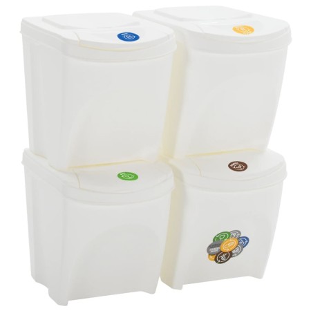 vidaXL Stapelbare Mülleimer 4 Stk. Weiß 100 L Polypropylen