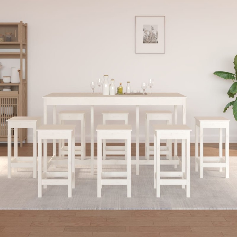 vidaXL 9-tlg. Bar-Set Weiß Massivholz Kiefer vidaXL 9-tlg. Bar-Set Weiß Massivholz Kiefer