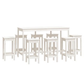 vidaXL 9-tlg. Bar-Set Weiß Massivholz Kiefer
