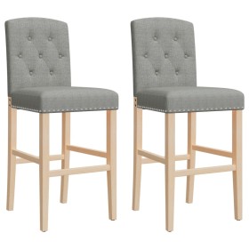vidaXL Barstühle 2 Stk. Massivholz Gummibaum und Stoff