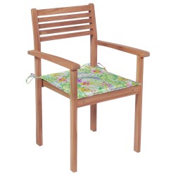 Stapelbare Gartenstühle mit Kissen 8 Stk. Massivholz Teak
