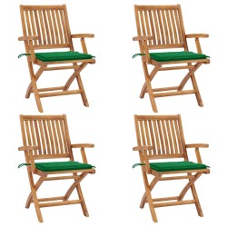 Klappbare Gartenstühle mit Kissen 4 Stk. Massivholz Teak